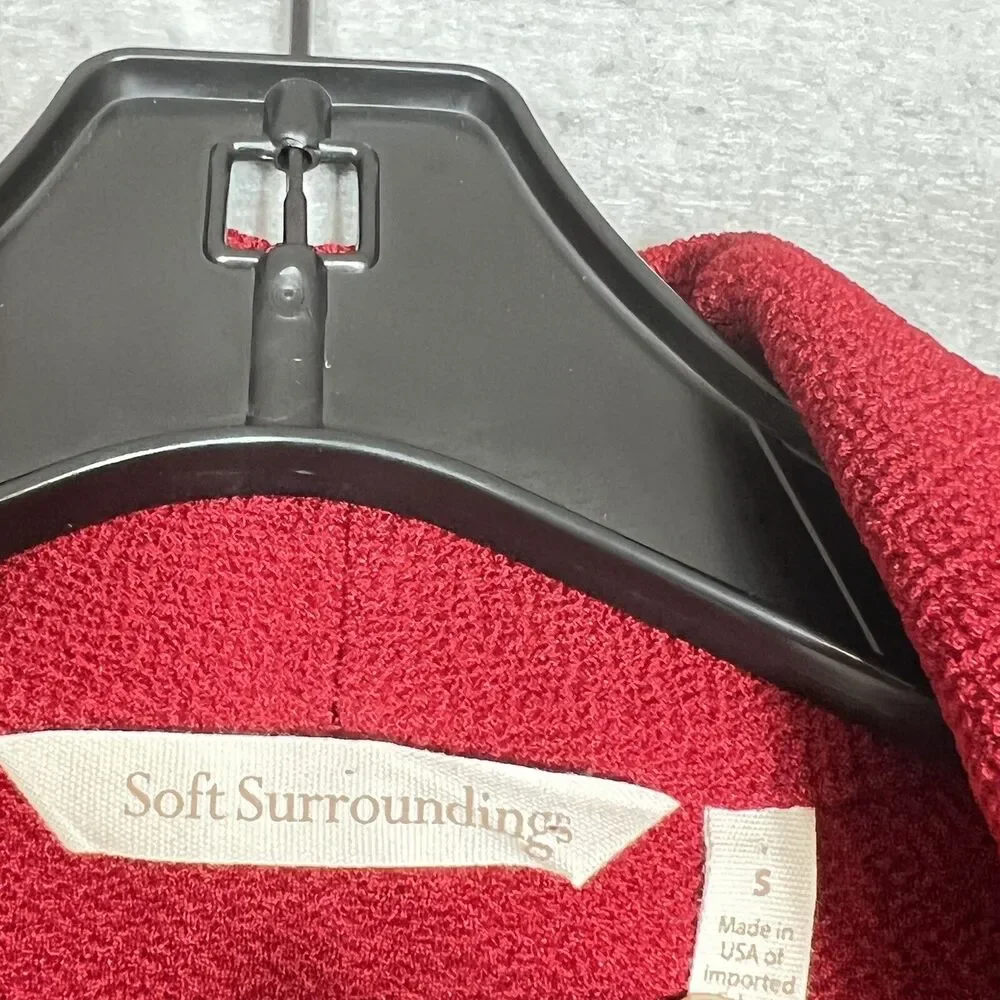 Soft Surroundings Cardigan Women Small Red Mesa Button Sleeveless Open Front